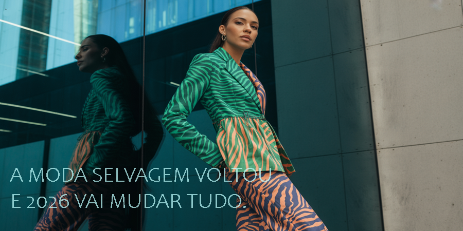 Animal Print 2026: zebra e girafa renovam a estética brasileira com força e personalidade.